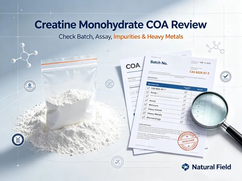 Cosa dovrebbero verificare gli acquirenti in un certificato di analisi (COA) di creatina monoidrato prima di effettuare ordini all'ingrosso?