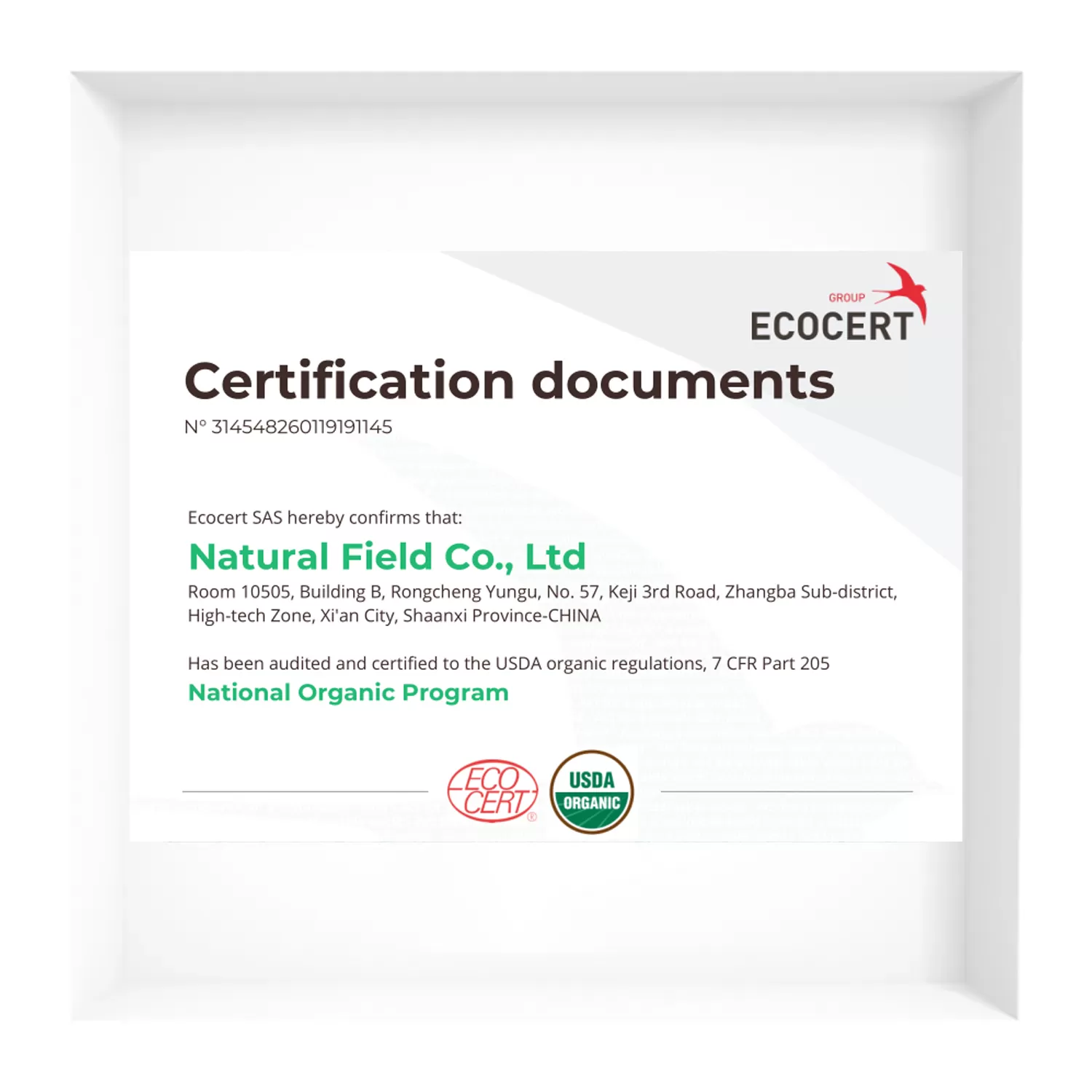 Certificazione ECOCERT